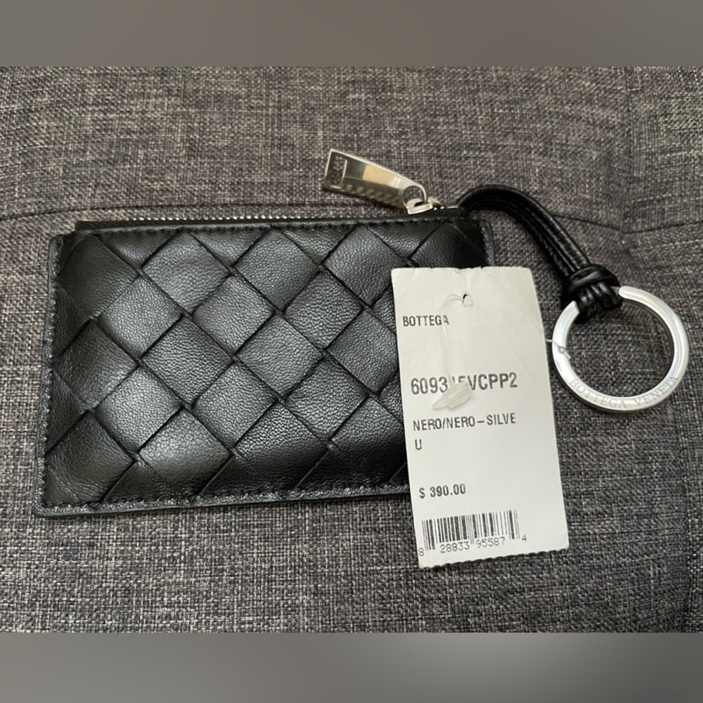 BOTTEGA VENETA Nappa Intrecciato Key Case Black